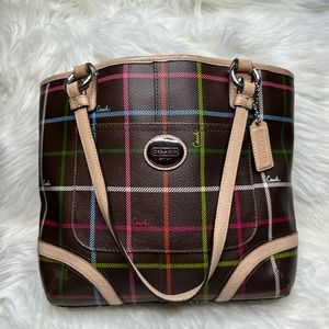 Authentic vintage coach plaid shoulder bag